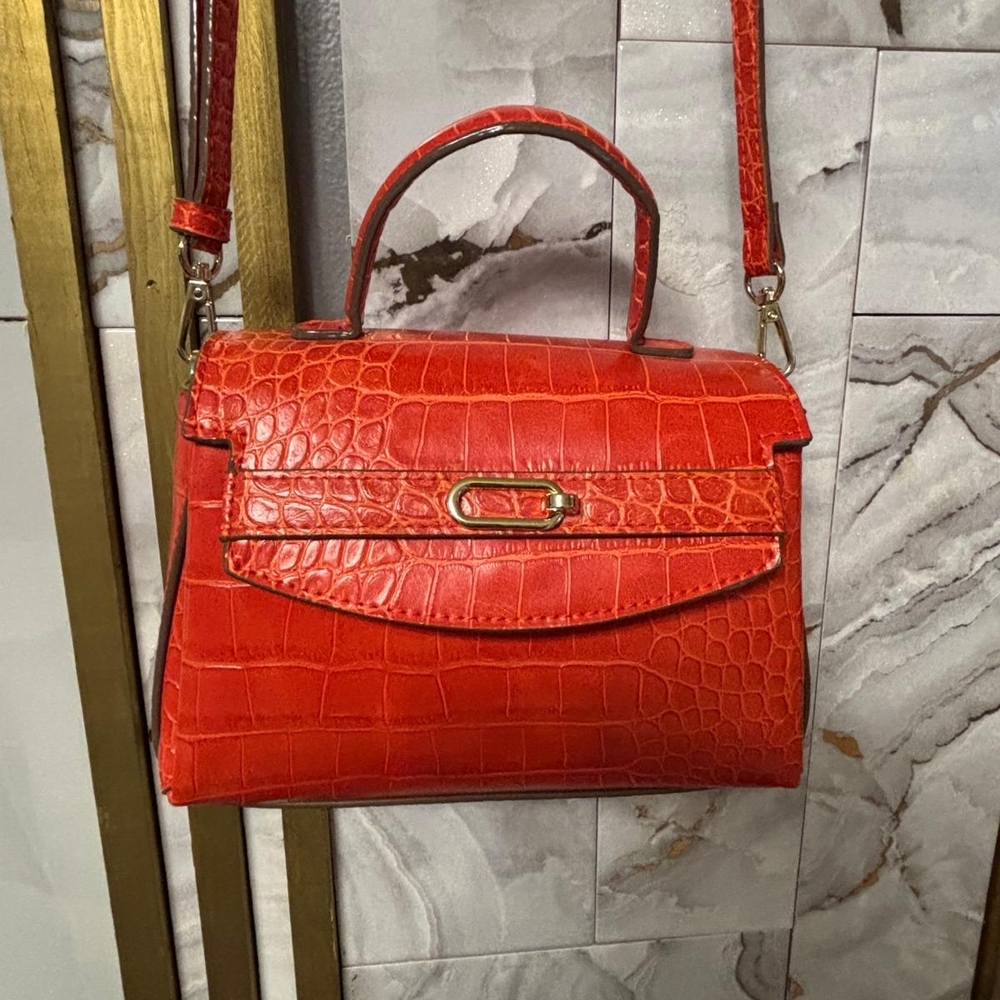 a new day Red Crocodile Pattern Satchel